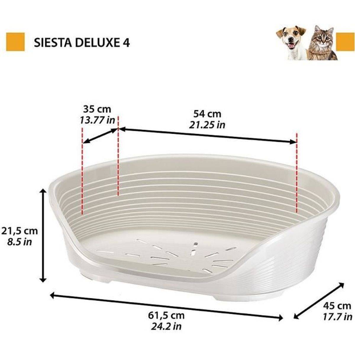 Ferplast - Panier de repos en plastique Siesta Deluxe taille 4, gris clair, 61,5 x 45 x 21,5 cm - Ferplast - Image 2