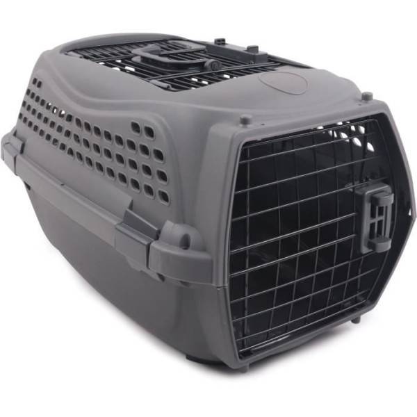 Caisse de transport pour chat M.PETS ECO GIRO - Cage en plastique - Taille M - Gris - Image 2