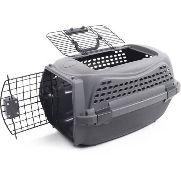 Caisse de transport pour chat M.PETS ECO GIRO - Cage en plastique - Taille M - Gris - Image 1