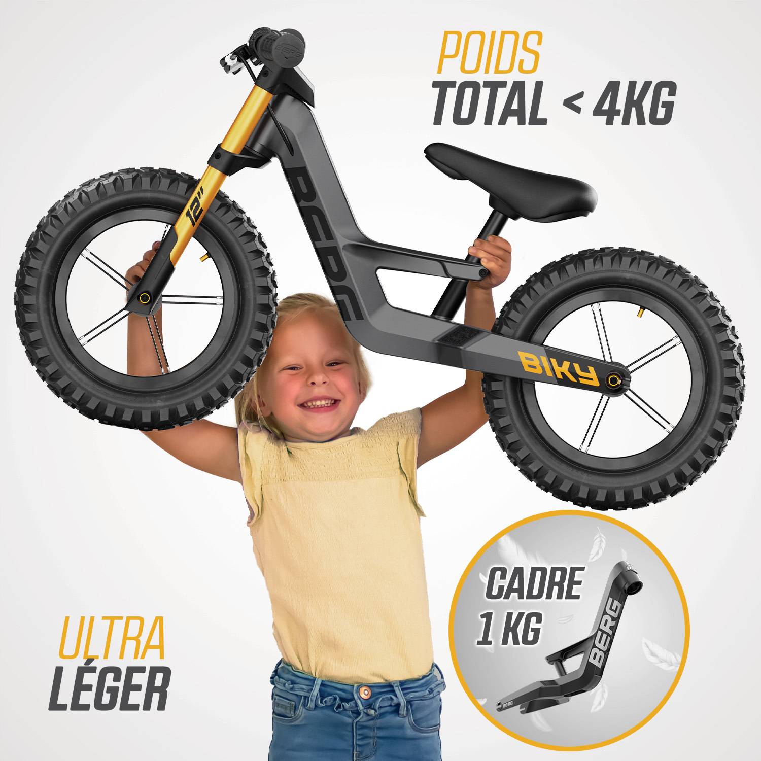 Berg - Vélo d'équilibre Biky Cross gris avec frein à mains 2-5 ans, BERG - Imagen 2