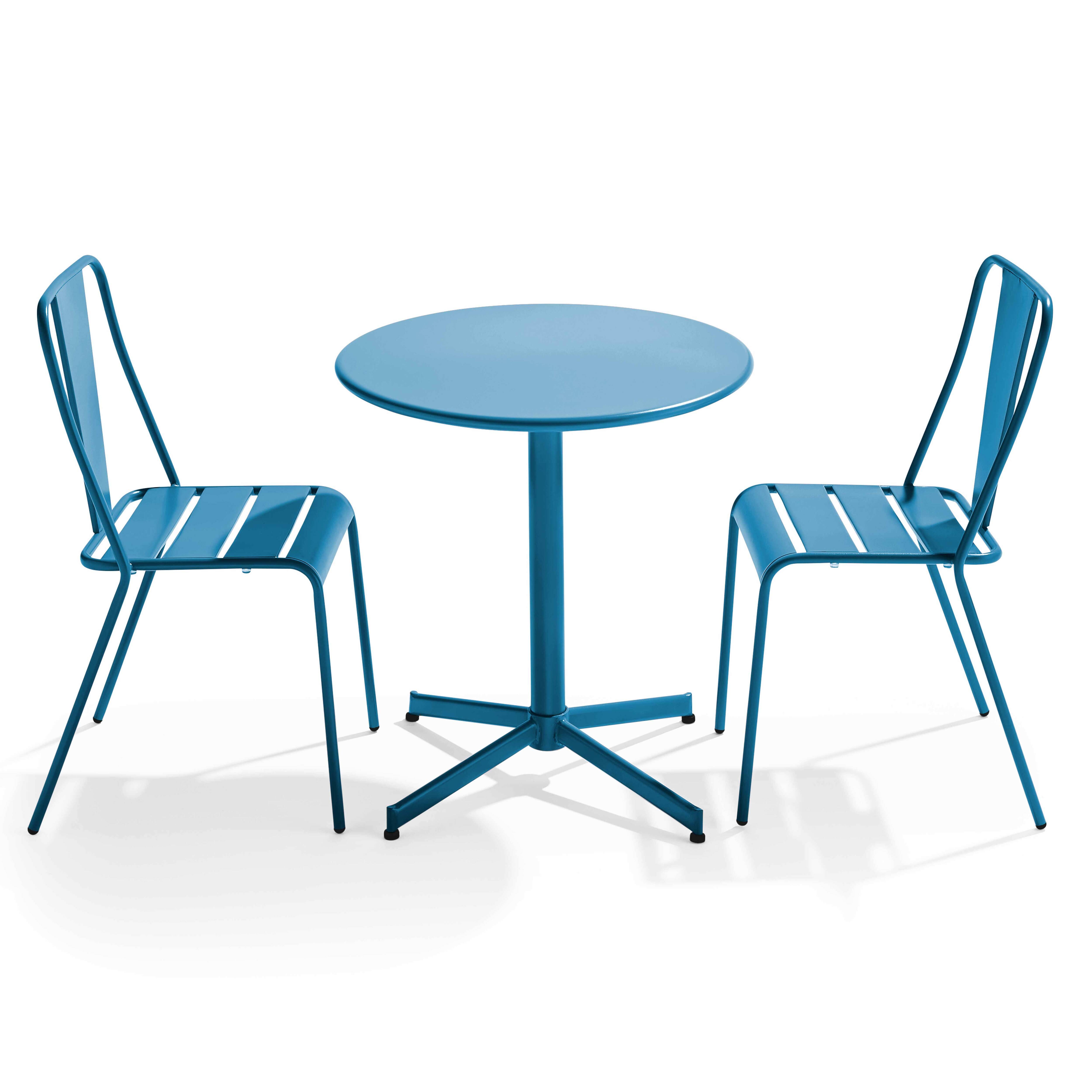 Oviala - Ensemble table ronde et 2 chaises de jardin bistrot en métal pacific Palavas - Oviala - Imagen 1