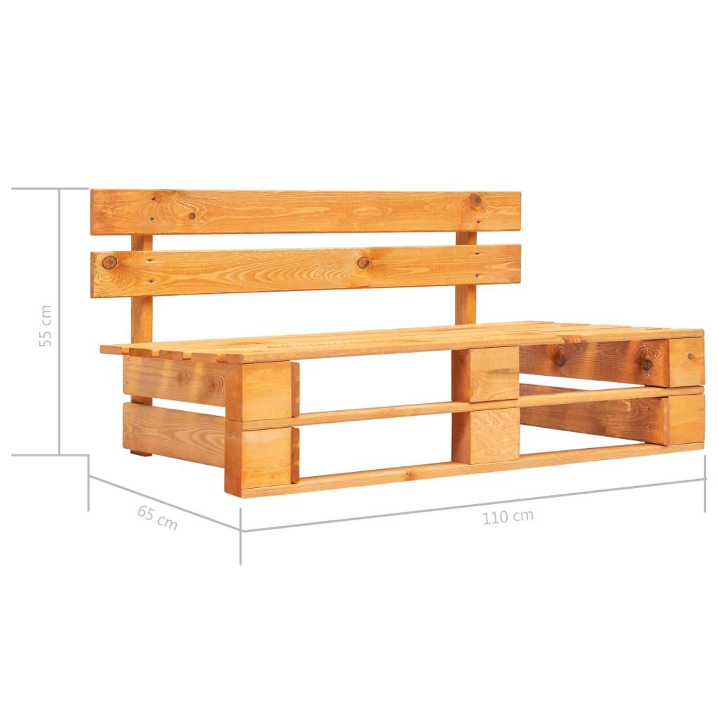 Helloshop26 - Banc de jardin meuble de patio d'extérieur terrasse palette de jardin 110 x 65 x 55 cm bois marron miel - Imagen 5