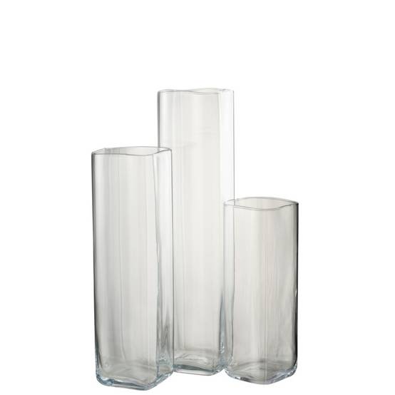 Vase droit en verre transparent 12x12x52 cm - J-Line - Imagen 2