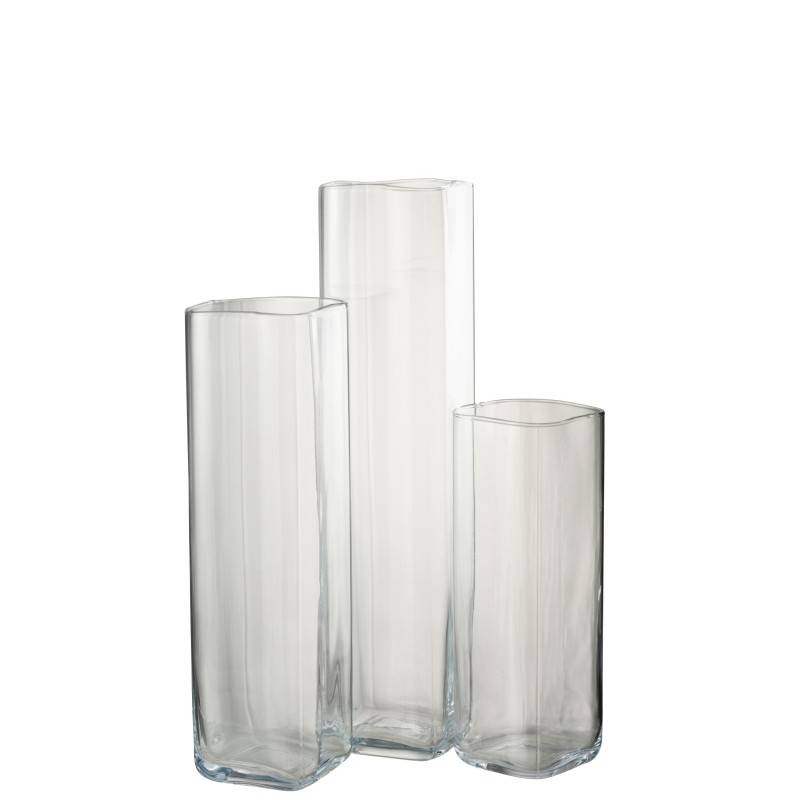 Vase droit en verre transparent 12x12x52 cm - J-Line - Imagen 2
