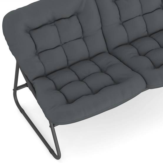 Salon de jardin bas ARONA 4 places en acier gris anthracite et coussins gris avec canapé, fauteuils et table - Image 7