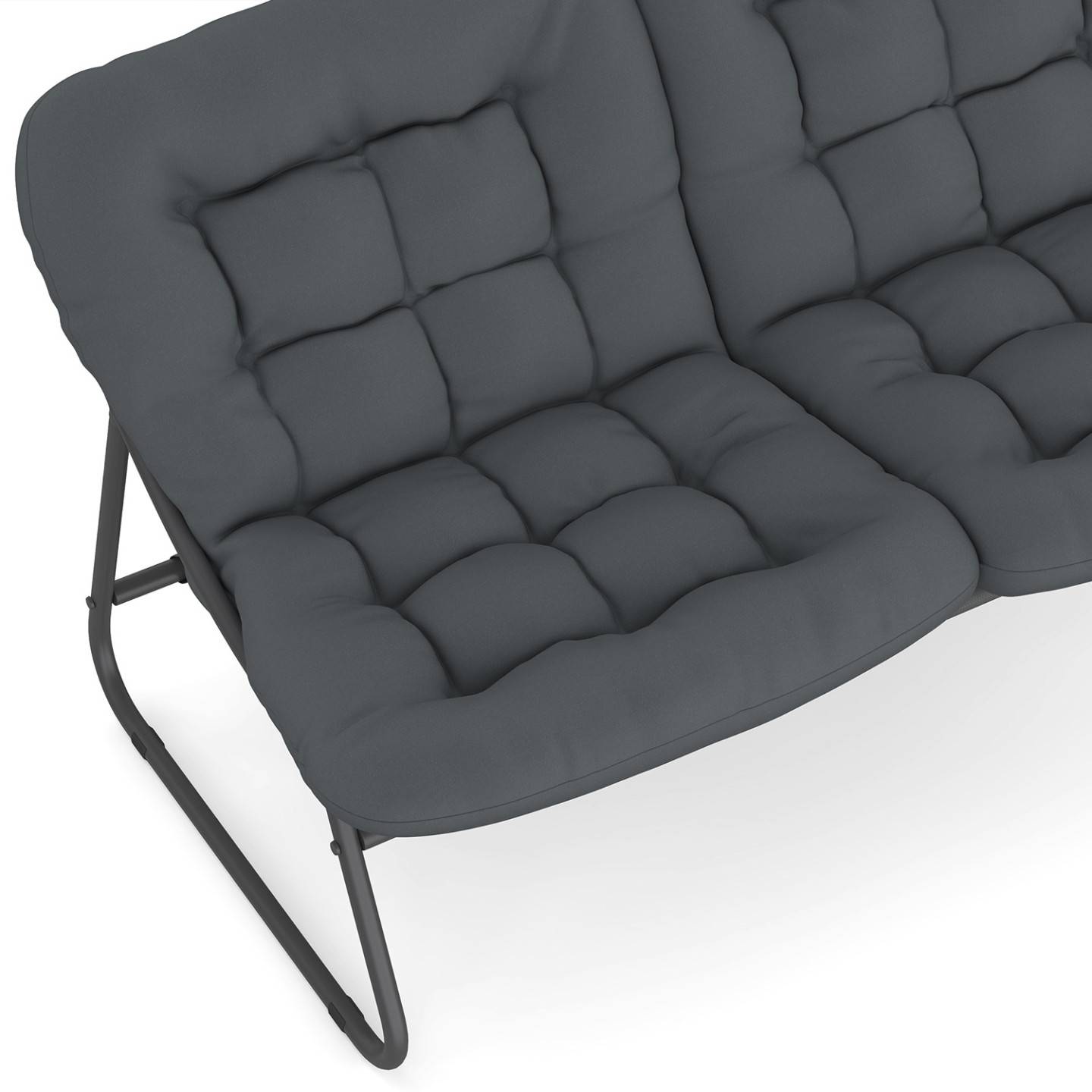 Salon de jardin bas ARONA 4 places en acier gris anthracite et coussins gris avec canapé, fauteuils et table - Image 7