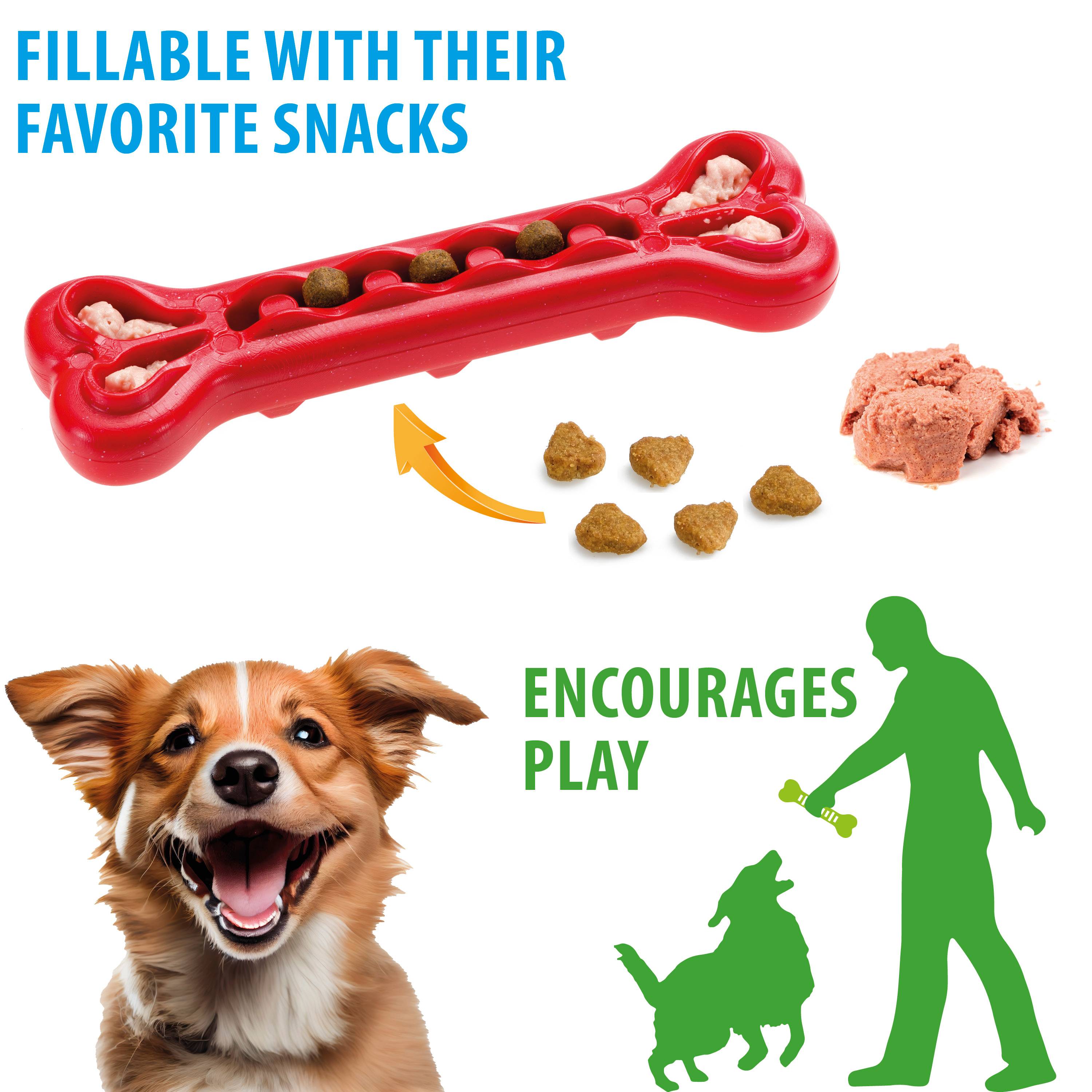 Ferplast - Ferplast Jouet Chien, Os Distributeur Croquettes Friandises pour Chien, en Matériau Durable à Mâcher, Arôme de Viande, pour Hygiène Dentaire, SMILE Os - Imagen 3