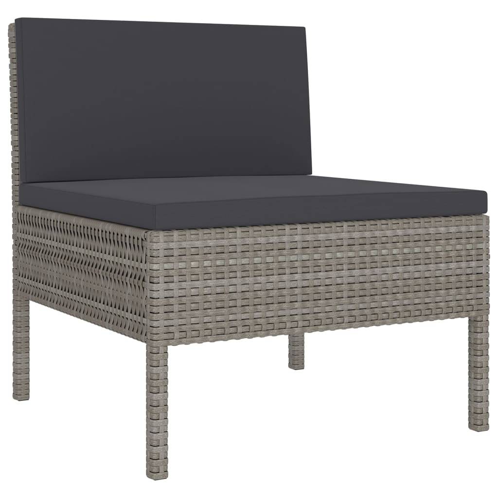Helloshop26 - Salon de jardin meuble d'extérieur ensemble de mobilier 14 pièces avec coussins résine tressée gris - Imagen 3