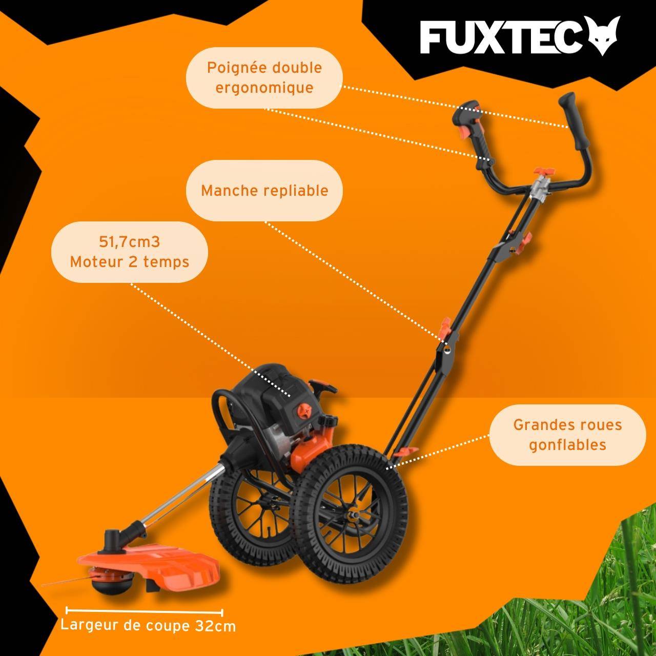 FUXTEC - Coupe bordure thermique à roues - FUXTEC FX-FSR152 -  52cm3 3CV - Image 6