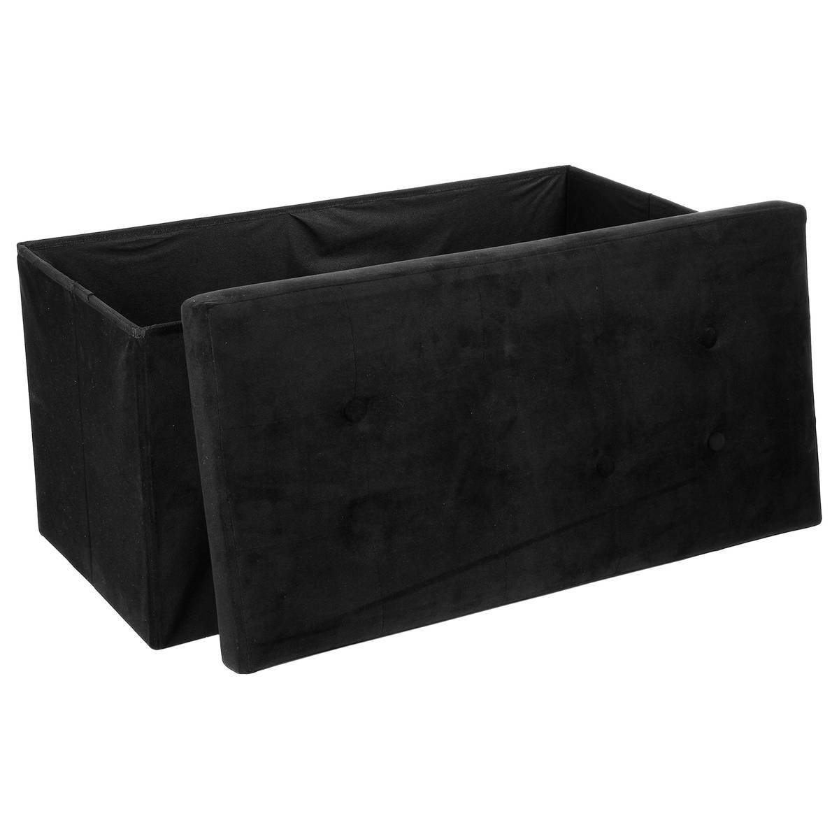 Atmosphera - Pouf pliant double "Lysandre" effet velours noir - Atmosphera Créateur d'intérieur - Image 5