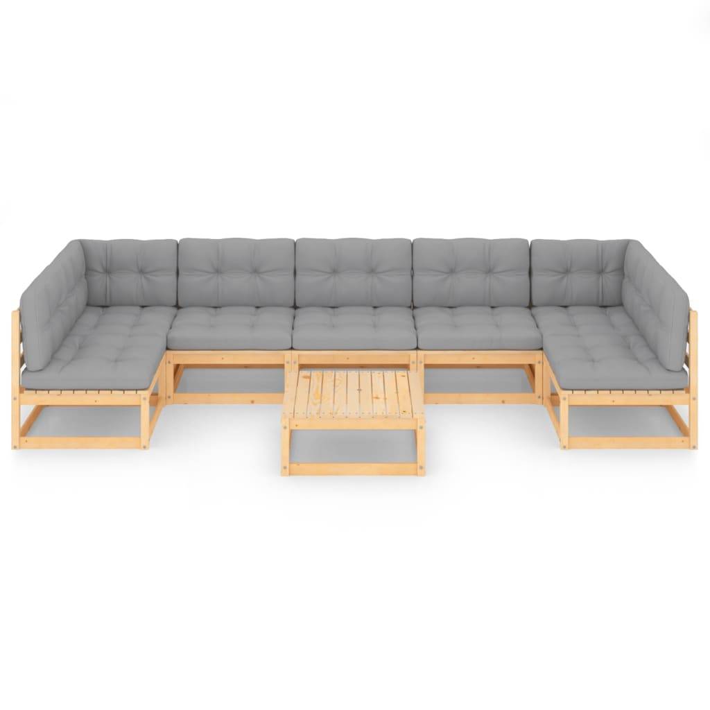 Helloshop26 - Salon de jardin meuble d'extérieur ensemble de mobilier 8 pièces avec coussins bois de pin massif - Imagen 2