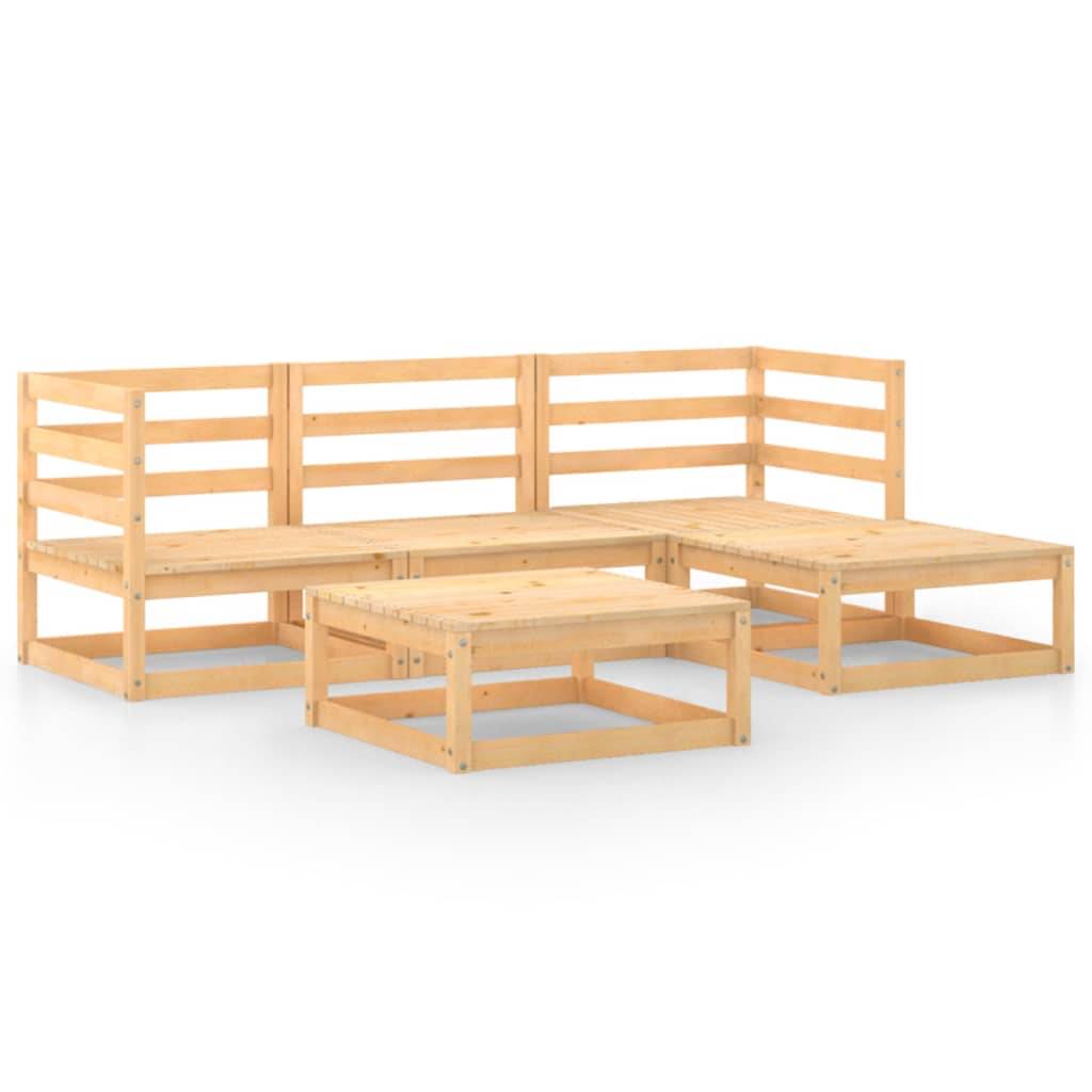 Helloshop26 - Salon de jardin meuble d'extérieur ensemble de mobilier 5 pièces bois de pin massif - Imagen 1