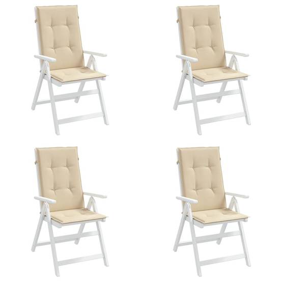 Coussins de chaise de jardin dossier haut polyester beige 120 x 50 x 3 cm - PANGIVO - Image 4