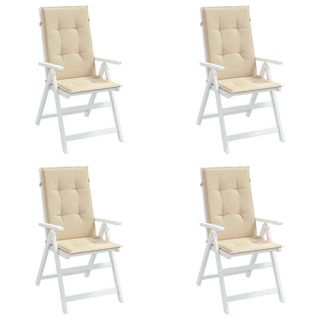 Coussins de chaise de jardin dossier haut polyester beige 120 x 50 x 3 cm - PANGIVO - Image 4