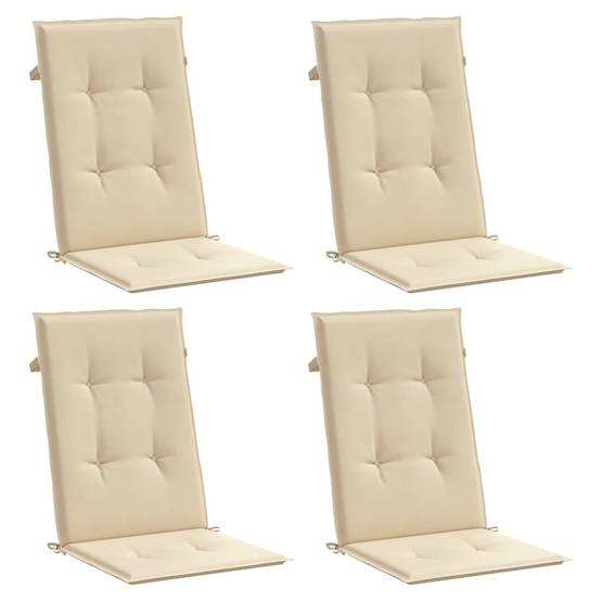 Coussins de chaise de jardin dossier haut polyester beige 120 x 50 x 3 cm - PANGIVO - Image 3