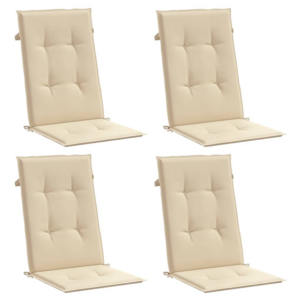 Coussins de chaise de jardin dossier haut polyester beige 120 x 50 x 3 cm - PANGIVO - Image 3