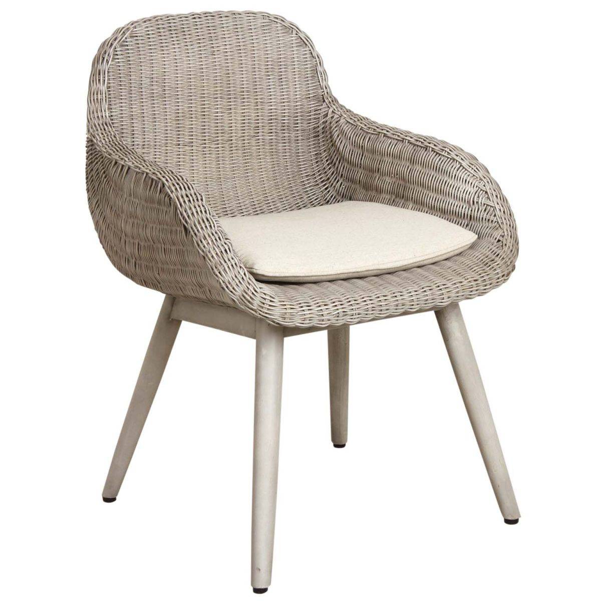 Aubry Gaspard - Fauteuil en rotin gris et bois - Imagen 1