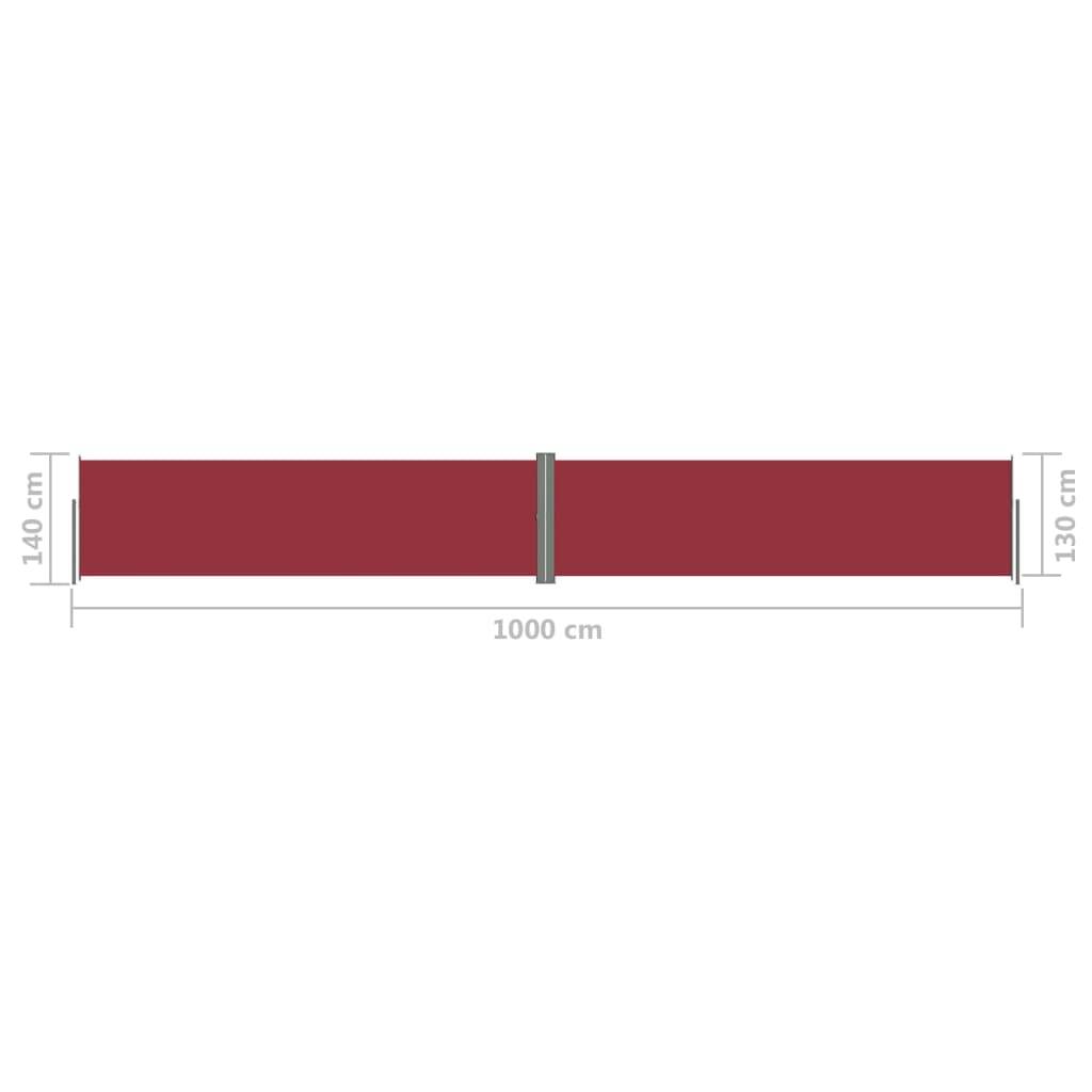 Helloshop26 - Auvent paravent store brise-vue latéral rétractable de patio jardin terrasse balcon protection visuelle écran 140 x 1000 cm rouge - Imagen 6