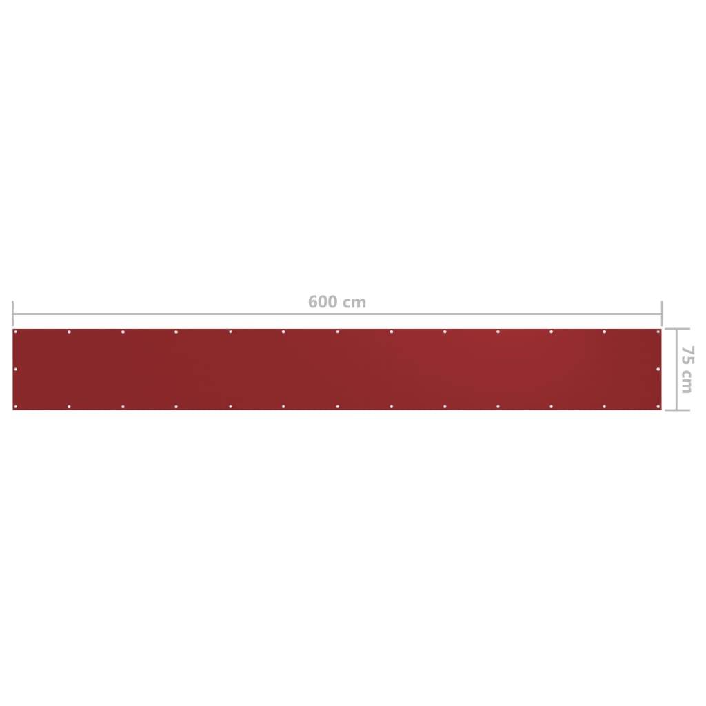 Helloshop26 - Écran de balcon brise pare vue protection confidentialité 75 x 600 cm tissu oxford rouge - Imagen 5