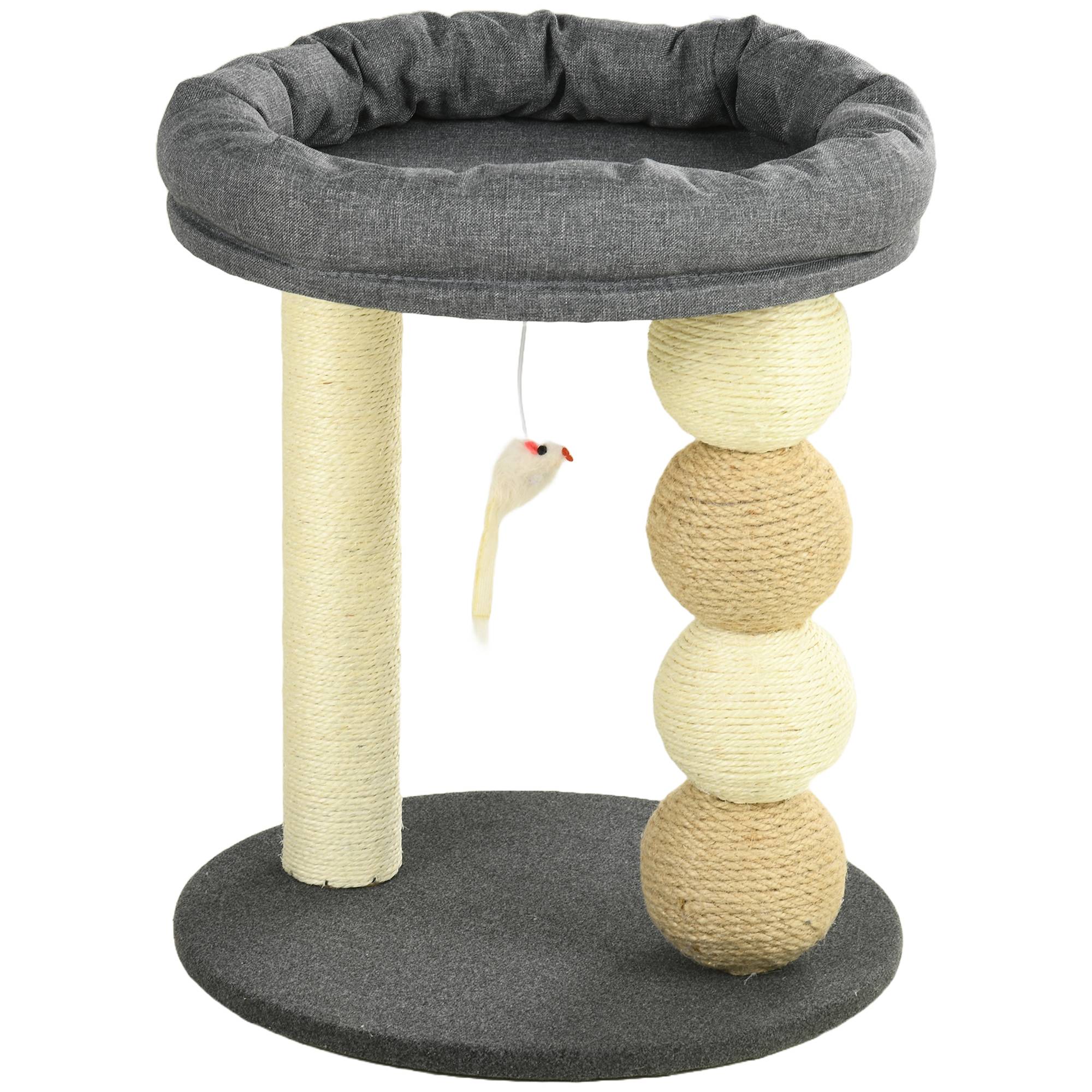 Arbre à Chat Compact en Sisal pour Petit Chat avec Niche et Poteaux à Griffer 48 cm Gris Beige - ComfortXL Outdoor Living - Image 2
