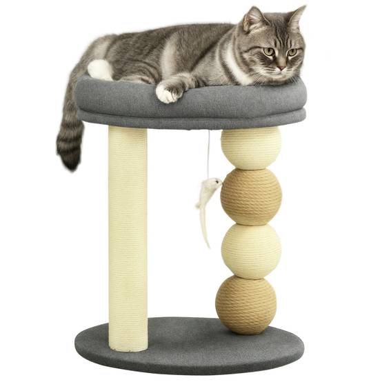 Arbre à Chat Compact en Sisal pour Petit Chat avec Niche et Poteaux à Griffer 48 cm Gris Beige - ComfortXL Outdoor Living - Image 1