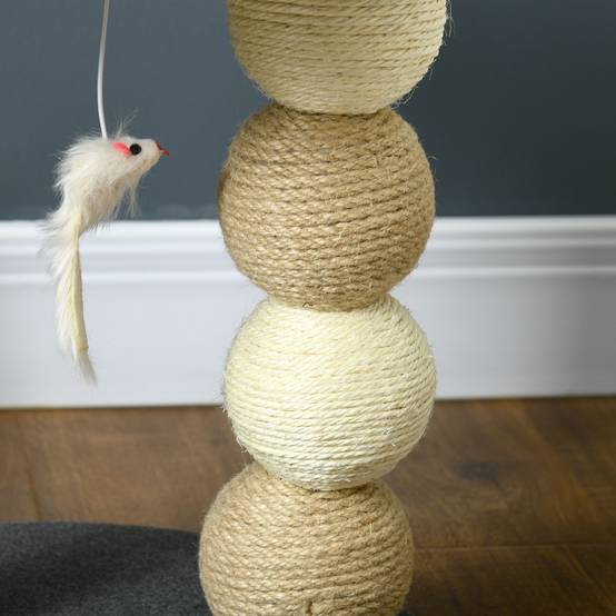 Arbre à Chat Compact en Sisal pour Petit Chat avec Niche et Poteaux à Griffer 48 cm Gris Beige - ComfortXL Outdoor Living - Image 10