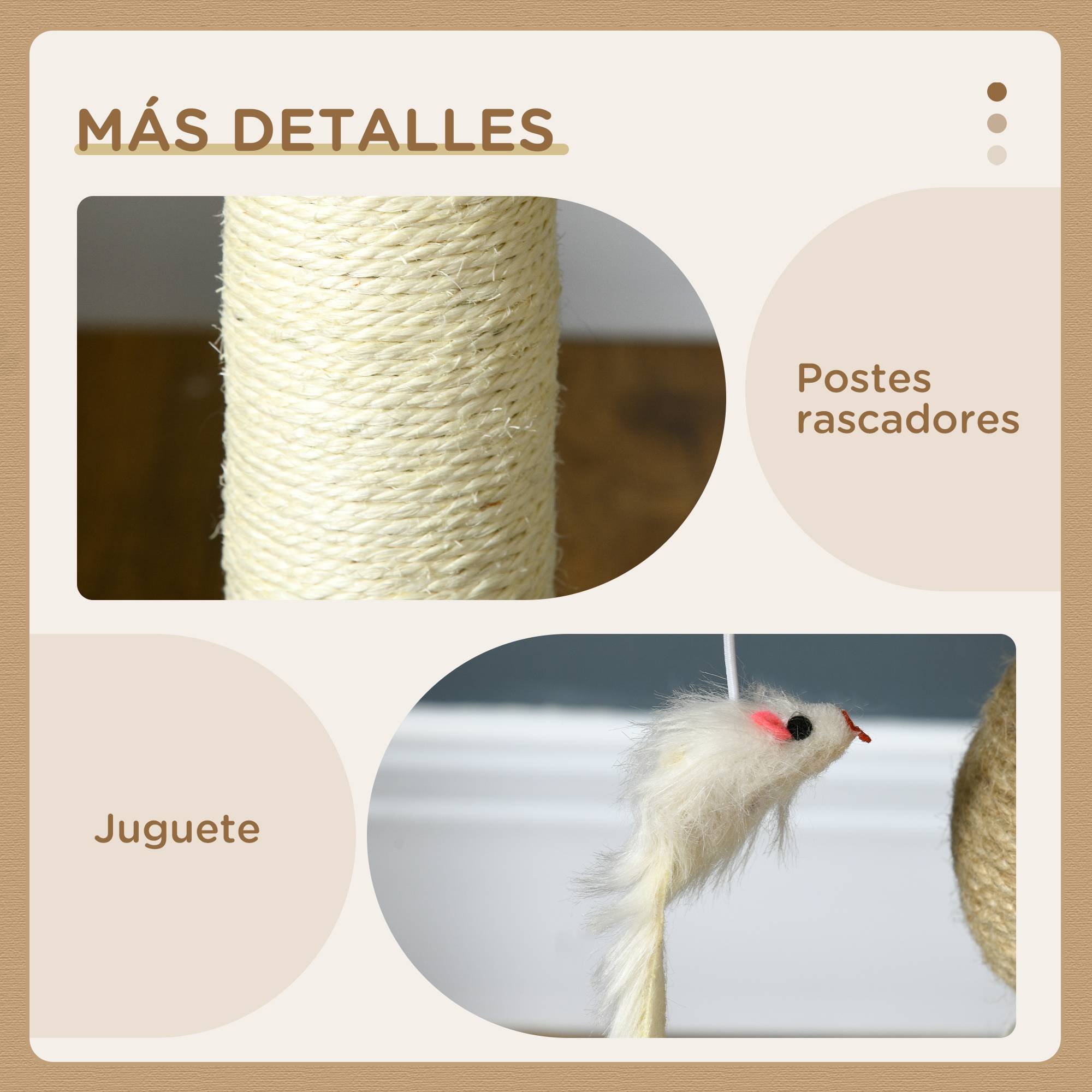 Arbre à Chat Compact en Sisal pour Petit Chat avec Niche et Poteaux à Griffer 48 cm Gris Beige - ComfortXL Outdoor Living - Image 8