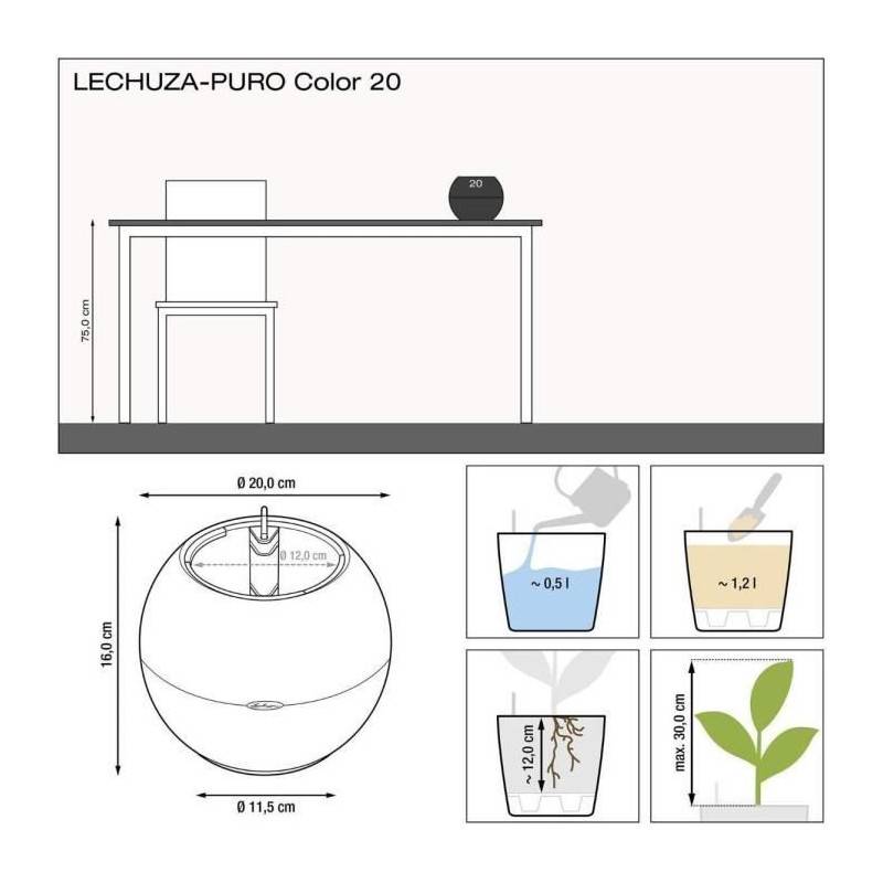Lechuza - Lechuza Jardiniere Puro Color 50 All-in-one Diametre 49 Cm Blanc 446115 - Imagen 3