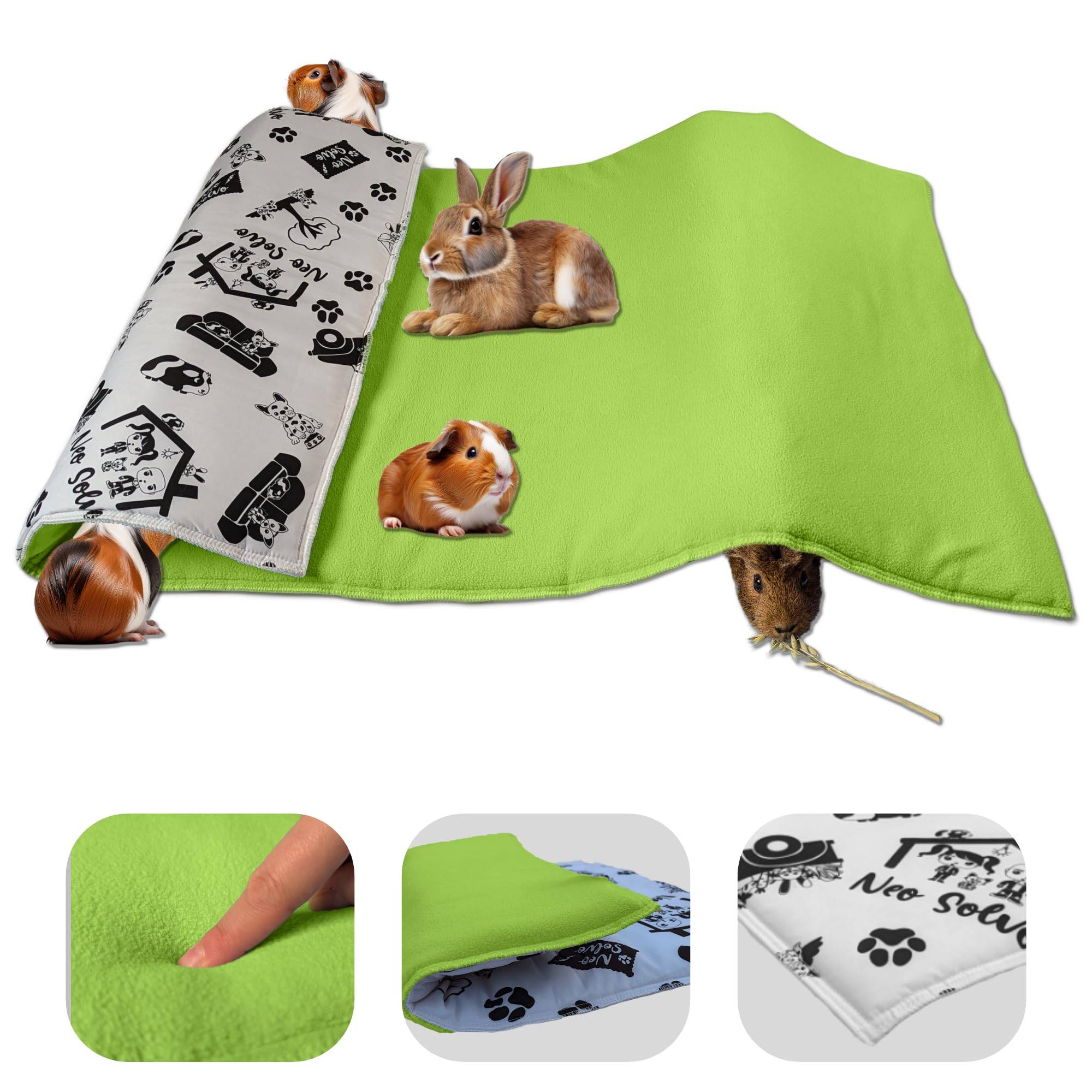 Tapis pour Cochon d'inde et Lapin en Polaire - 140 x 70 cm - Polaire Absorbant, Lavable en Machine, Economique et Ecologique - Neo Solvo - Image 1