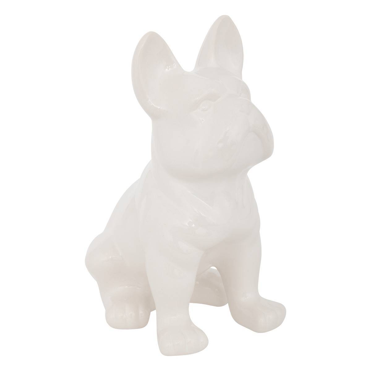 Atmosphera - Statuette Bulldog céramique blanc H12cm - Atmosphera Créateur d'intérieur - Imagen 1
