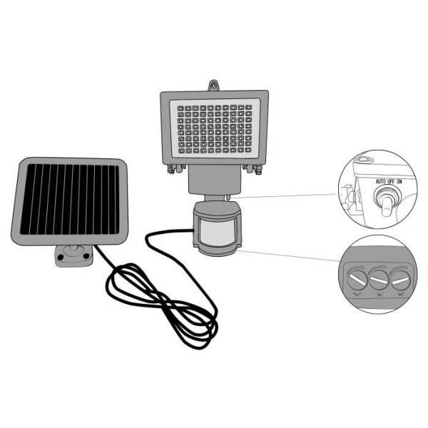 GALIX Spot solaire tres éclairant avec détecteur de présence - 80 LED - Noir - Image 2