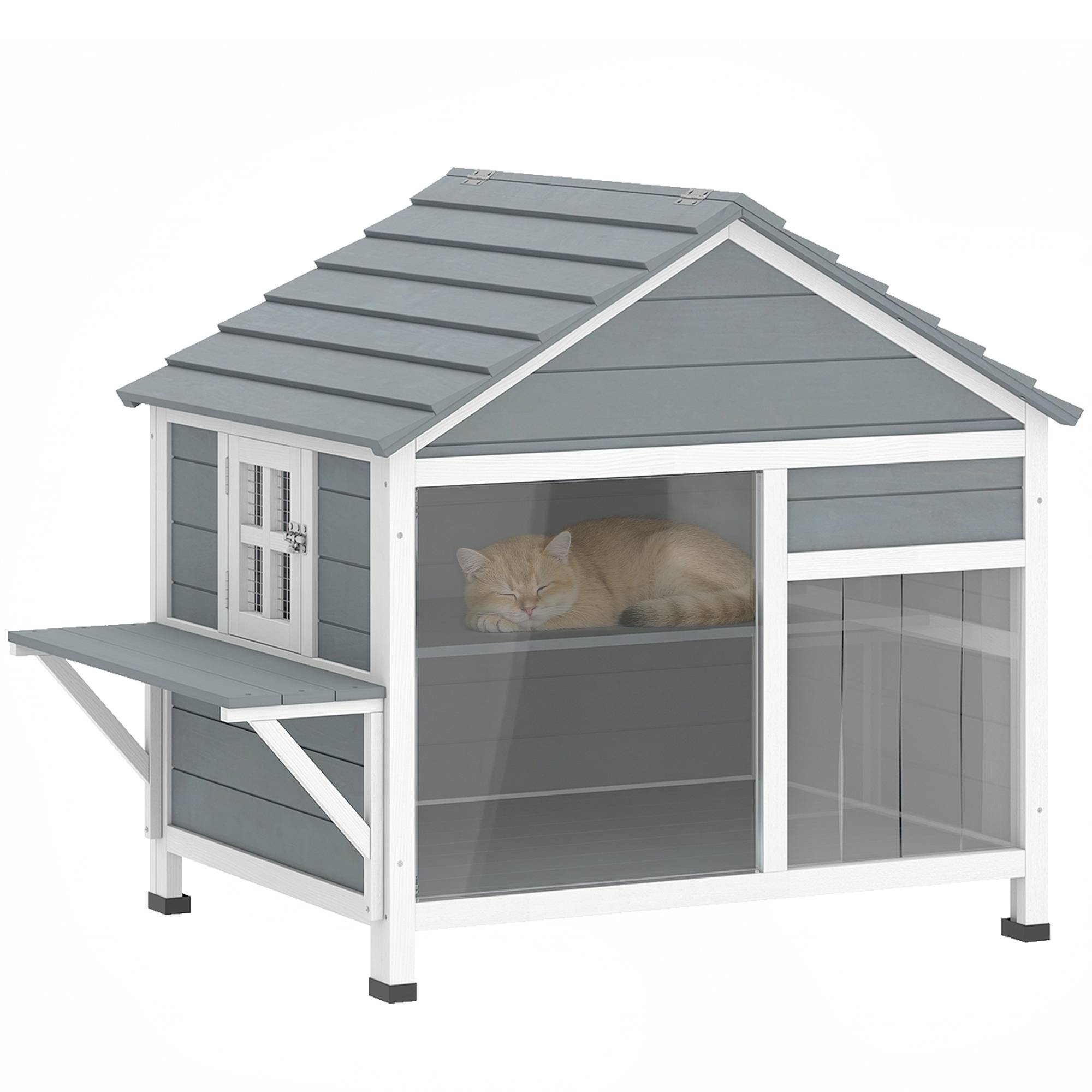 Maison pour chat bois gris 101 x 72.5 x 81 cm PANGIVO Jardiland — free download