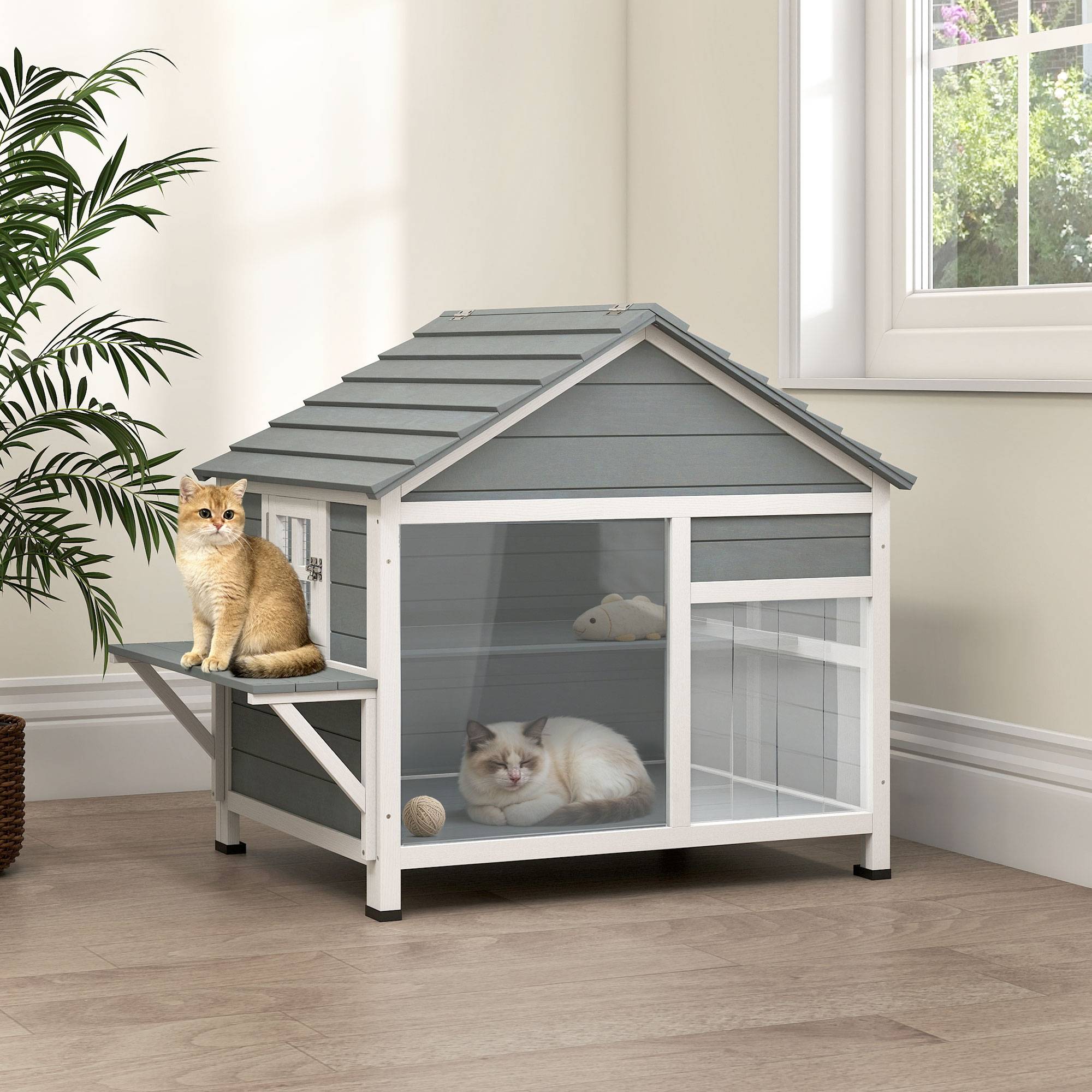 Maison pour chat bois gris 101 x 72.5 x 81 cm PANGIVO Jardiland — free download