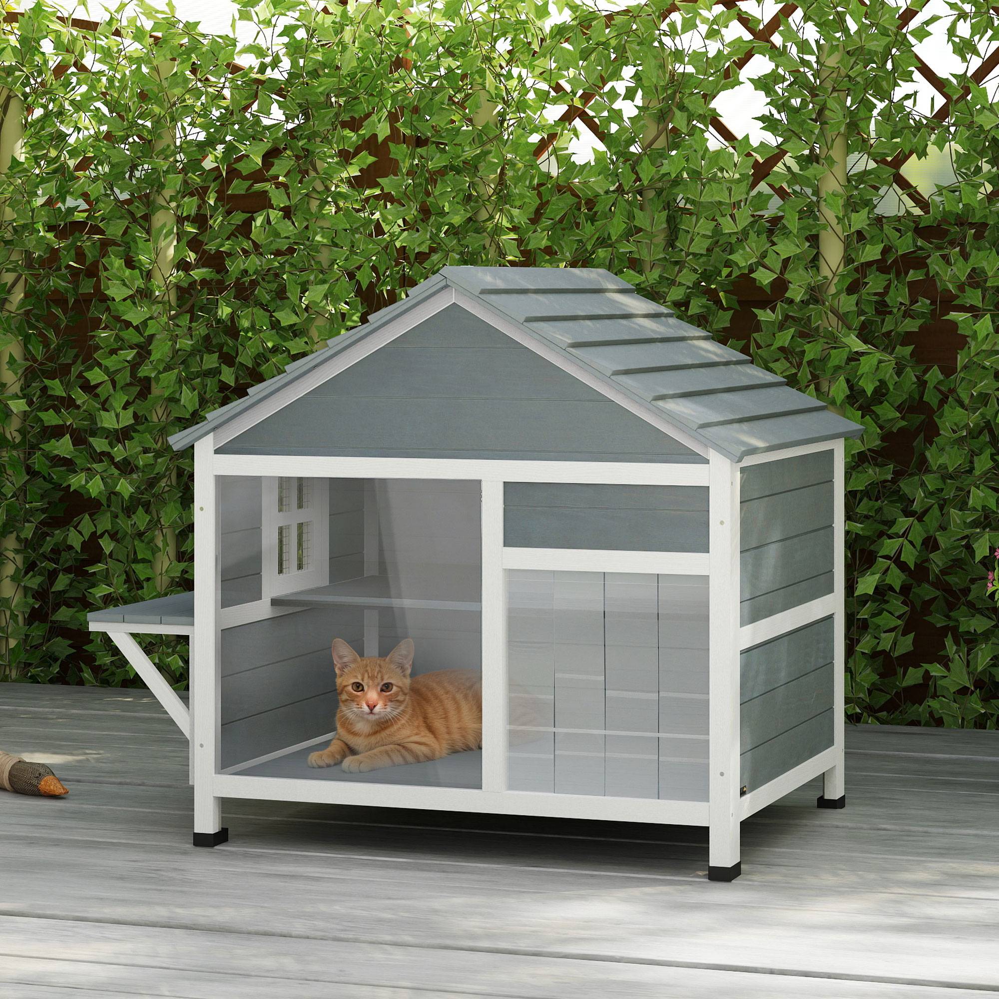 Maison pour chat bois gris 101 x 72.5 x 81 cm PANGIVO Jardiland — free download