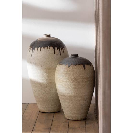 Vase Design en Céramique "Peinture" 56cm Beige - Image 2