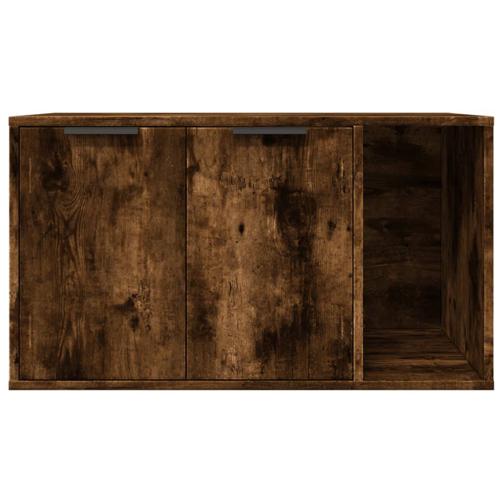 Meuble de bac à litière pour chat bois d'ingénierie chêne fumé 80 x 50 x 45 cm - PANGIVO - Image 5