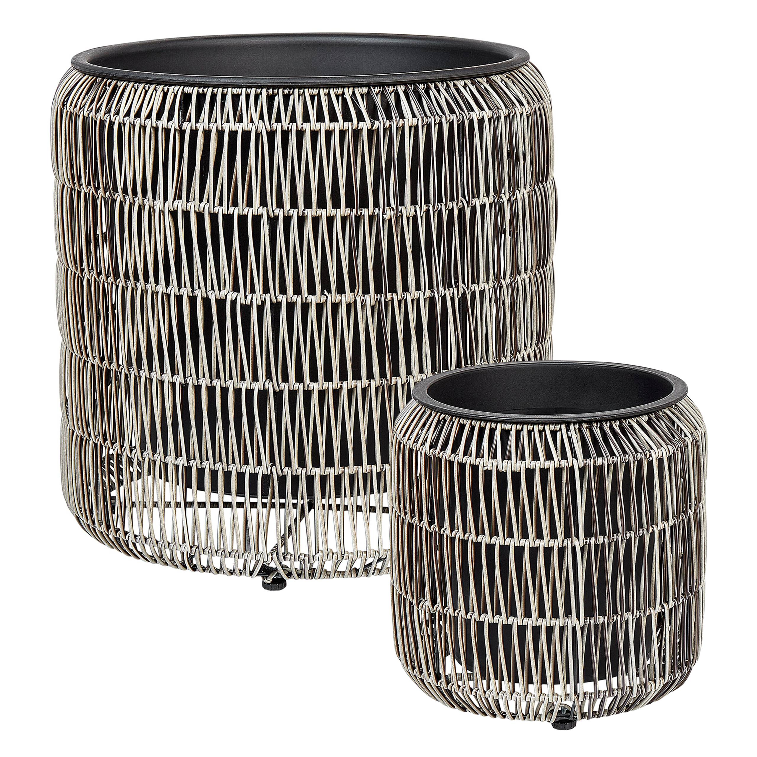 Beliani - Cache-pot d'extérieur Polyrotin Marron clair BRODIEA - 45x45x46- Beliani - Image 2