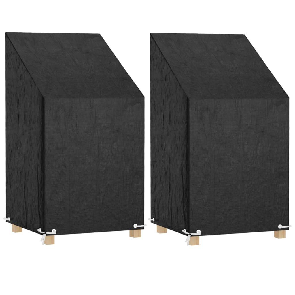 Lot de 2 Housses pour Chaise de Jardin Haute PE Protection Imperméable Anti-UV Extérieur Noir 65x65x80/120 cm – ComfortXL Outdoor Living - Image 1
