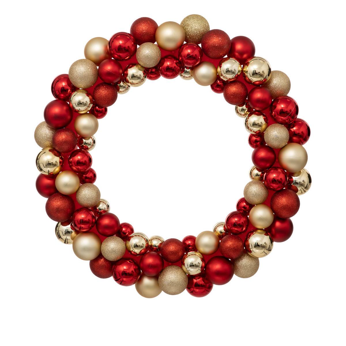 Fééric Lights & Christmas - Couronne Boules de Noël Rouge et Or D 55 cm