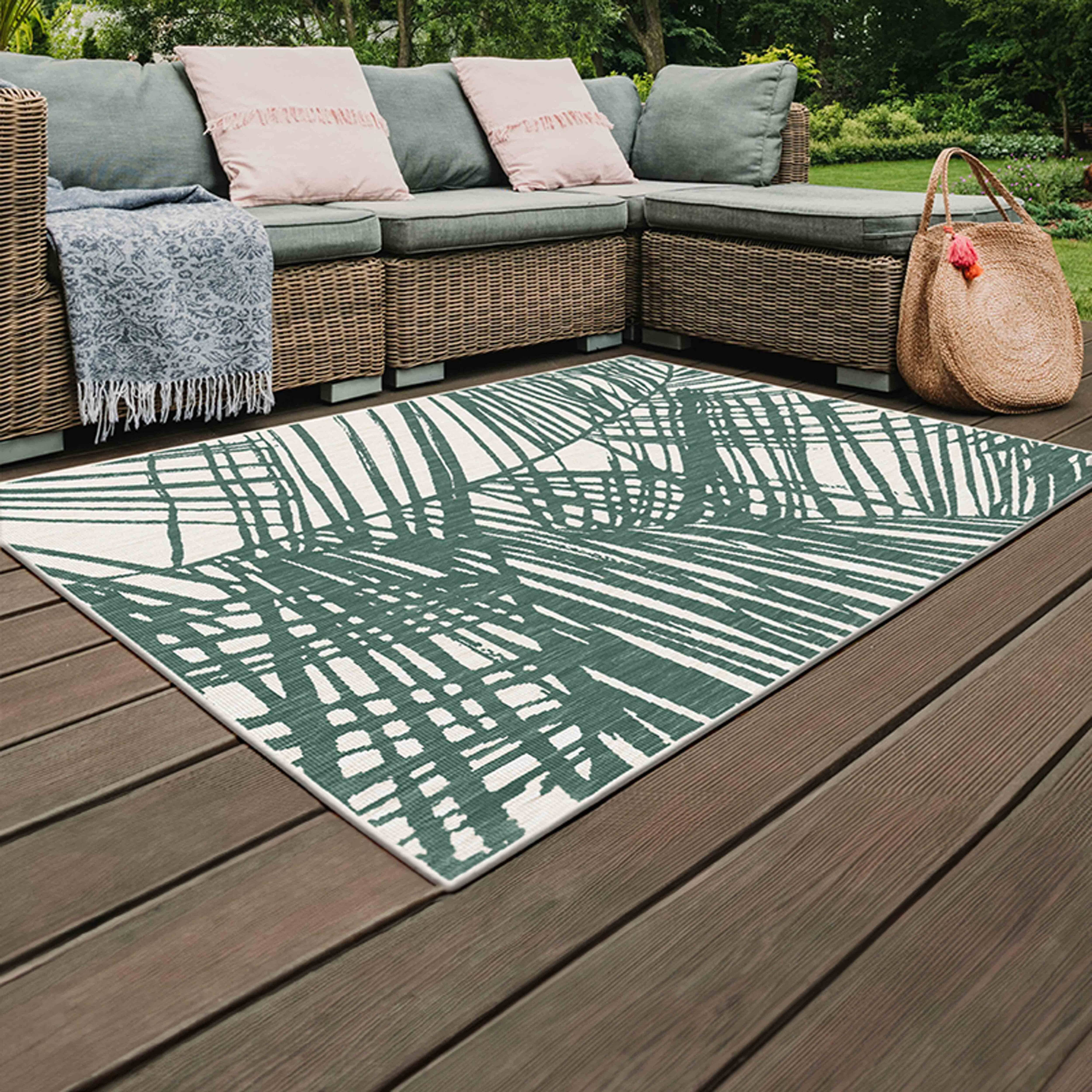 Oviala - Tapis d'extérieur en polypropylène 200 x 290 cm vert Palmio - Oviala - Imagen 2