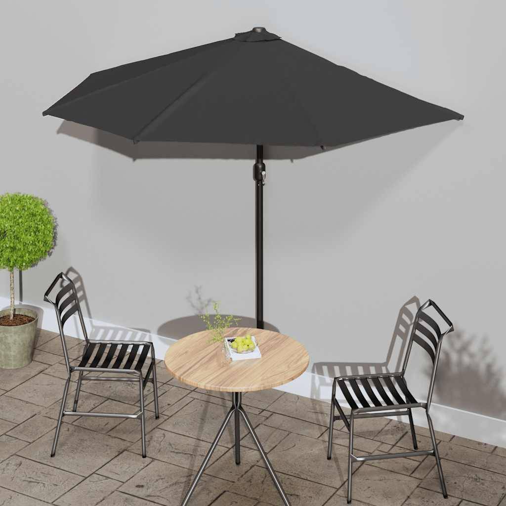 Vidaxl - Parasol de balcon avec mât en aluminium Noir 270x144x222cm Demi vidaXL 312500 - Imagen 1