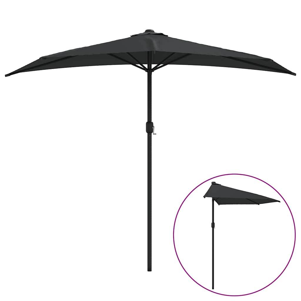 Vidaxl - Parasol de balcon avec mât en aluminium Noir 270x144x222cm Demi vidaXL 312500 - Imagen 2