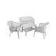 Dmora - Salon d'extérieur Brescia, Composition de jardin avec 2 fauteuils, 1 banc et 1 table basse, Salon intérieur et extérieur, Blanc - Dmora - Imagen 4
