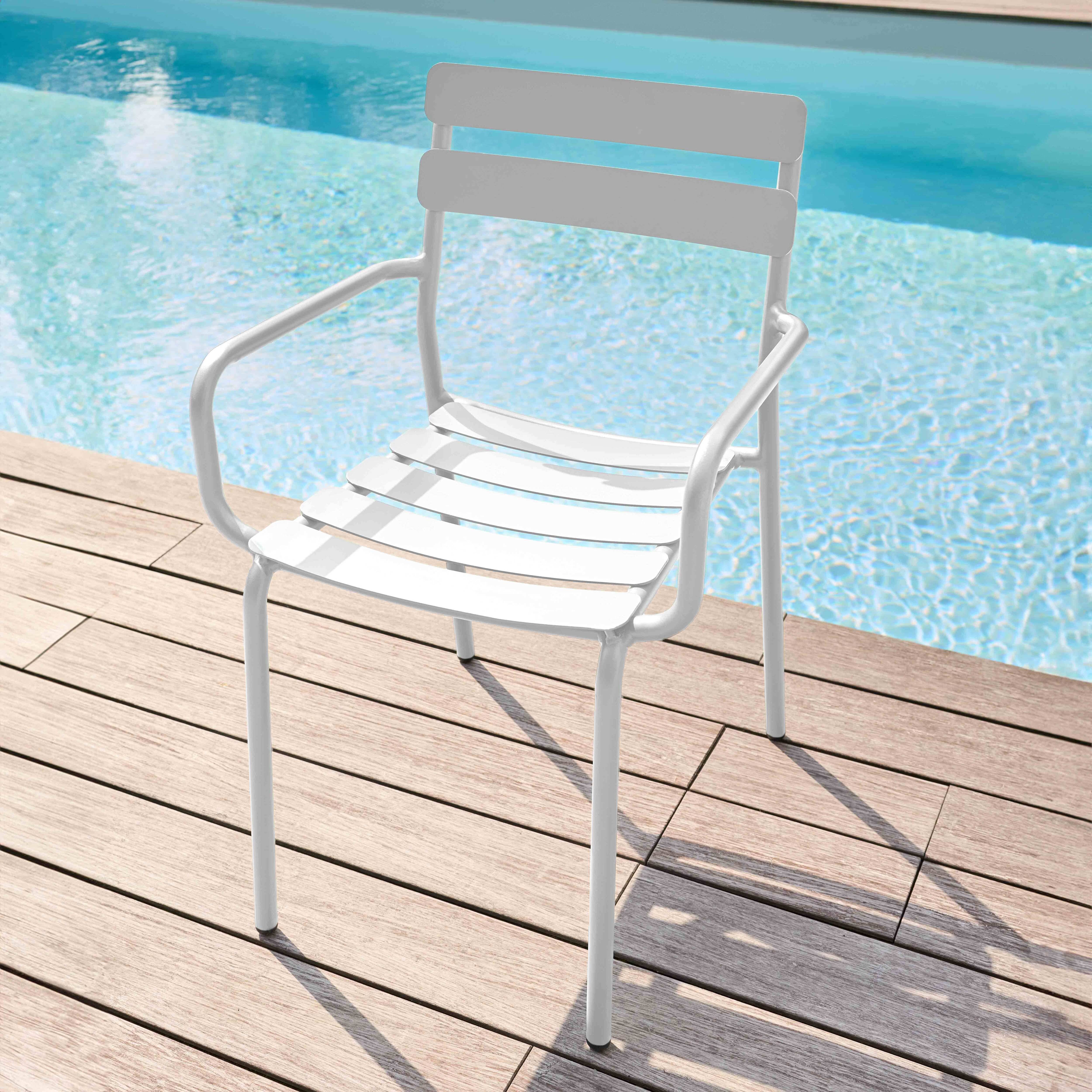 Oviala - Fauteuil de terrasse en aluminium blanc Almada - Oviala - Imagen 2