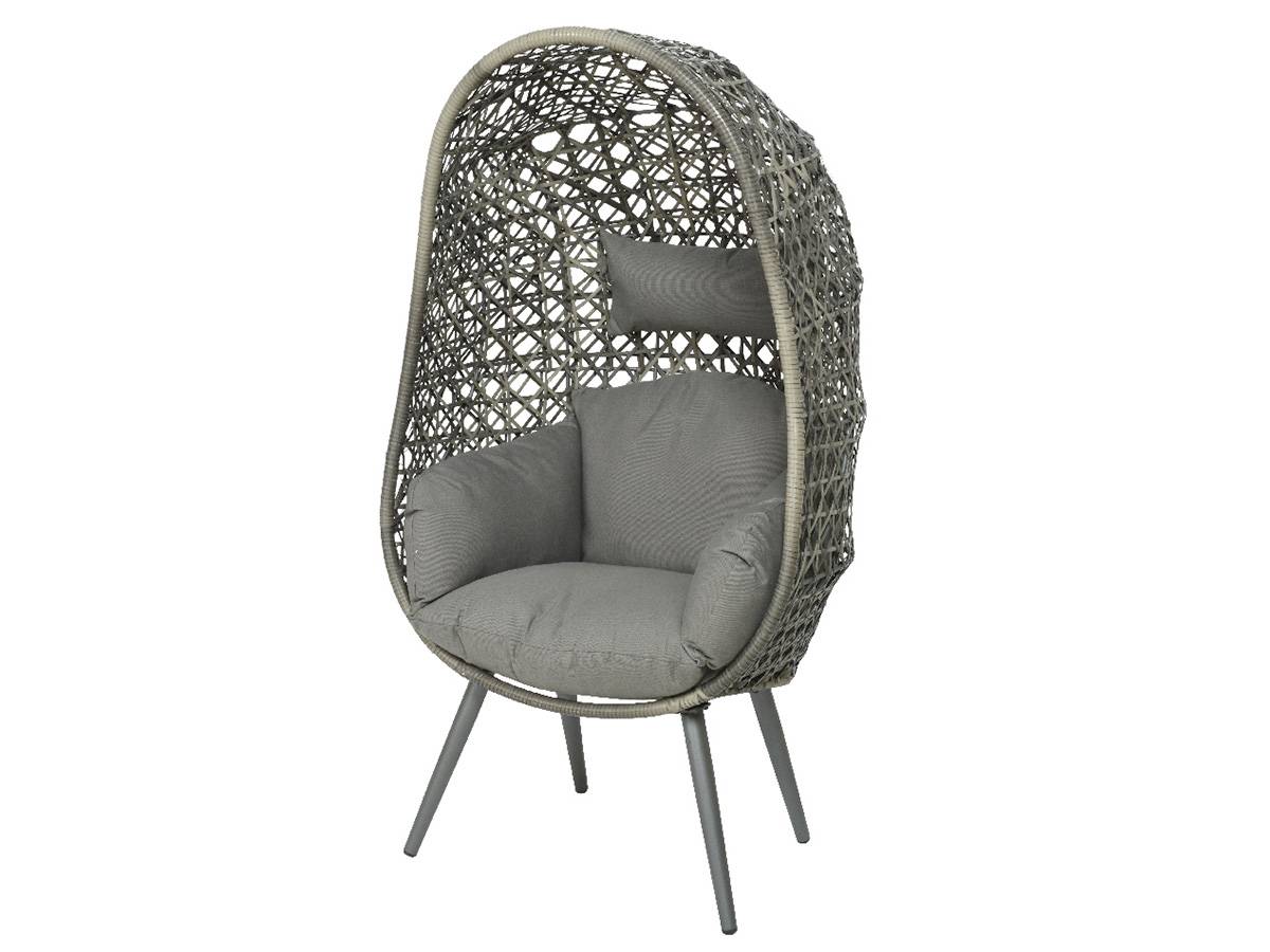 Jardideco - Fauteuil de jardin sur pieds œuf de jardin en résine tressée gris clair Palermo - Jardideco - Imagen 1