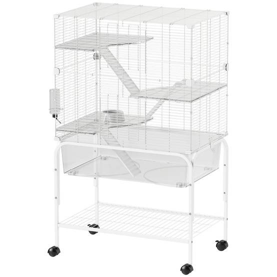 Cage rongeurs Acier PET Furets chinchillas Multiniveau base profonde 73x47x123cm Blanc - ComfortXL Outdoor Living - Image 2
