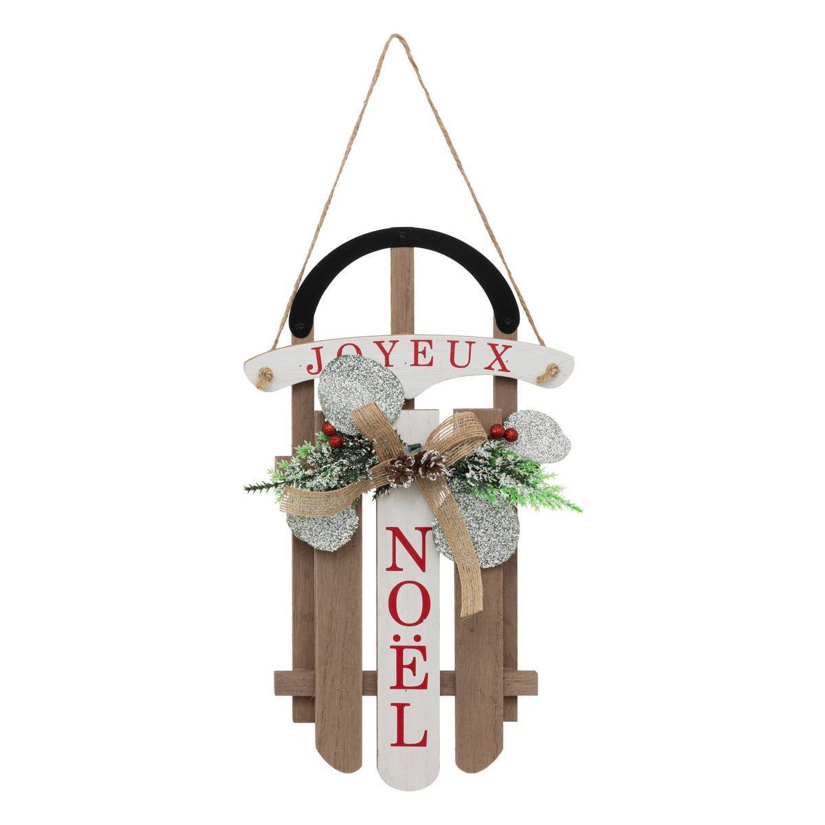 Fééric Lights & Christmas - Suspension luges avec branches en bois H35cm - Atmosphera Créateur d'intérieur