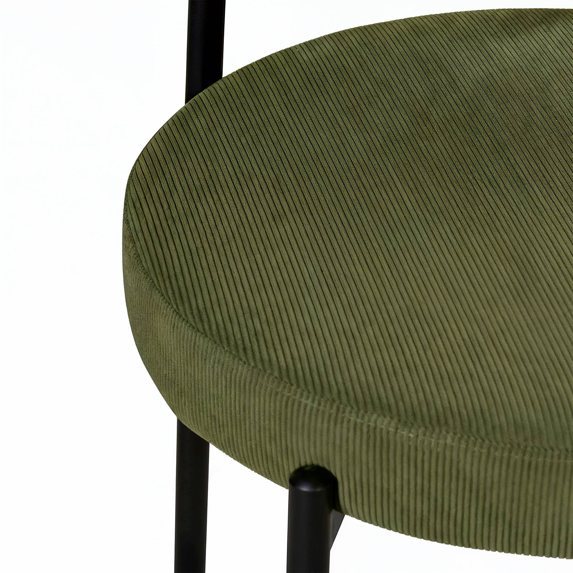 Sicaan Lot de 8 chaises rembourrées velours côtelé kaki et pieds métal noir IRIS - Image 7