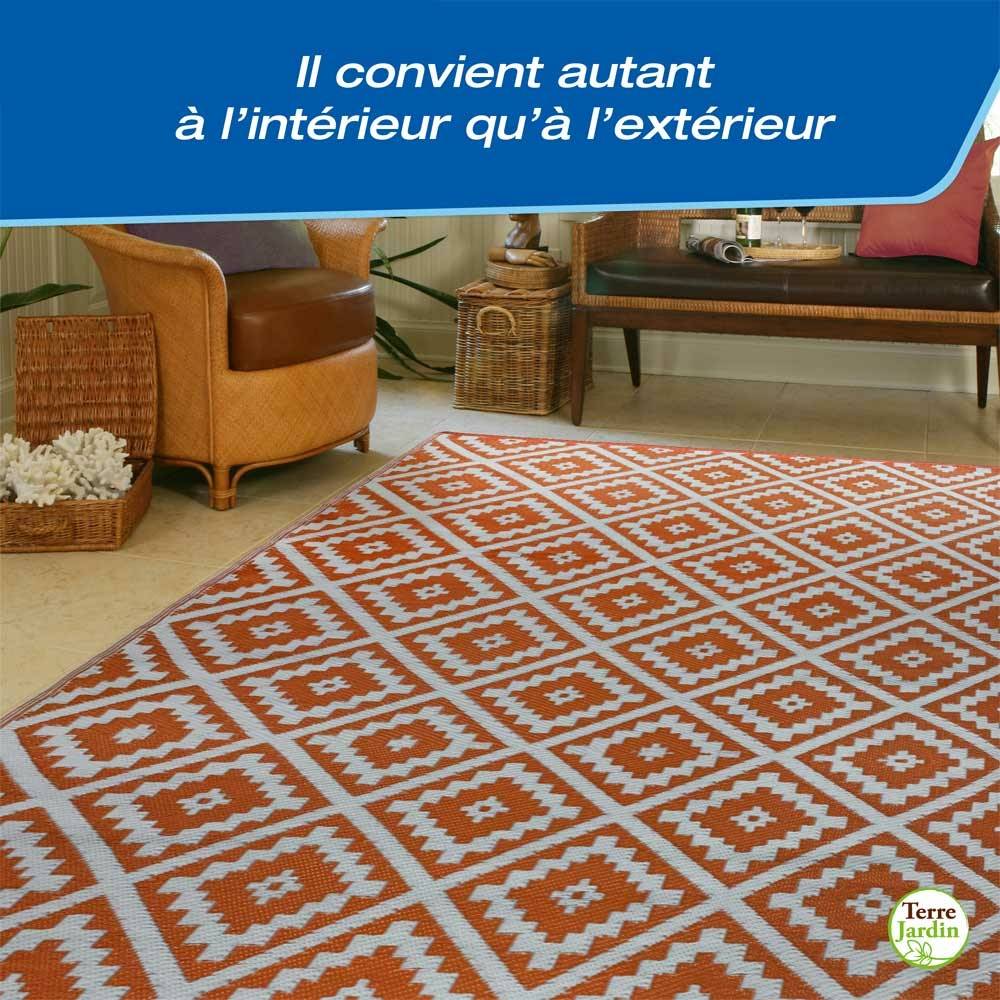Terre Jardin - Tapis extérieur réversible pour balcon et terrasse Terracotta 120 x 180 Terracotta - Imagen 5