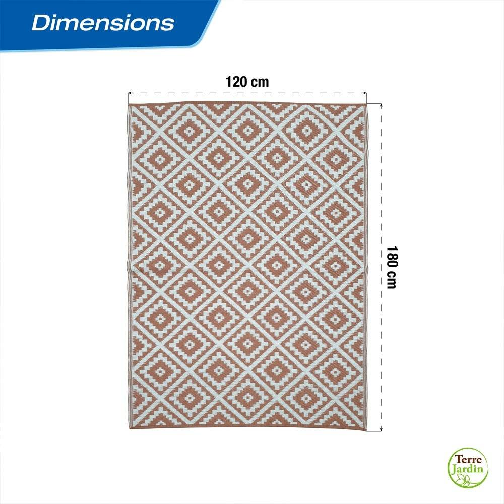 Terre Jardin - Tapis extérieur réversible pour balcon et terrasse Terracotta 120 x 180 Terracotta - Imagen 7